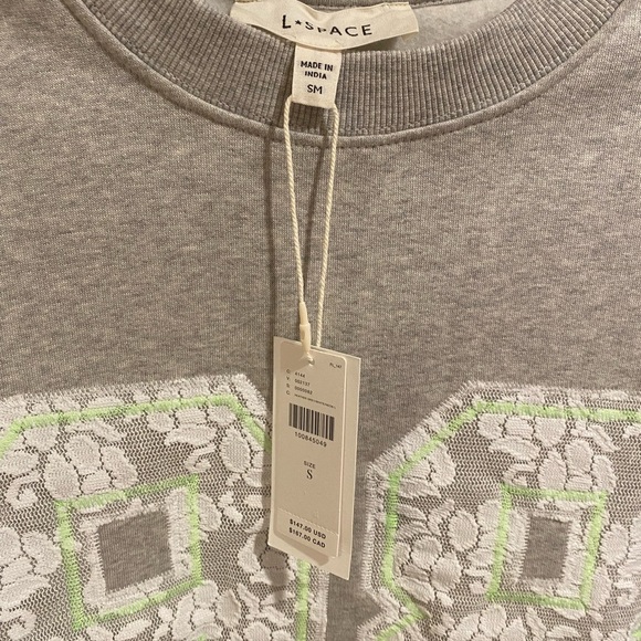 L*Space Gray Sweatshirt with Lace Floral Design - Picture 4 of 5